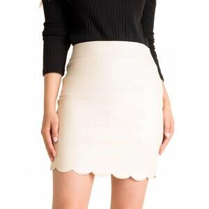 NEW THML leather scallop skirt in beige